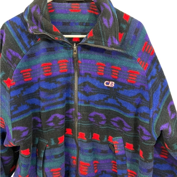 Cb Sports Aztec Fleece Full Zip Up Multi Color Southwest Lined - Picture 11 of 14